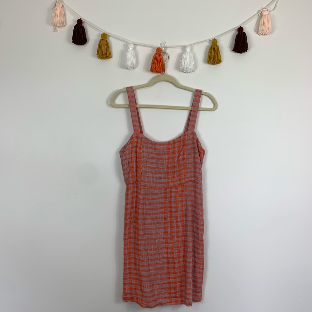 Free People Plaid Knit Mini Dress Small